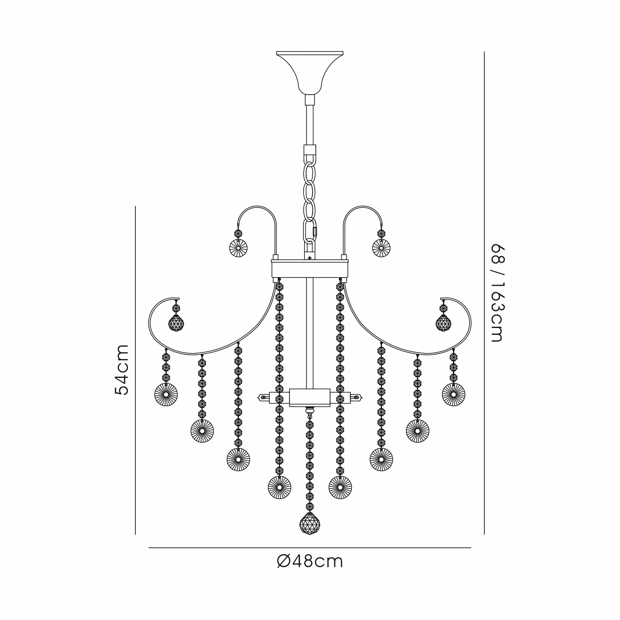 Rosina Crystal Chandelier 6 Light Polished Chrome IL31055  Diyas Rosina Polished Chrome